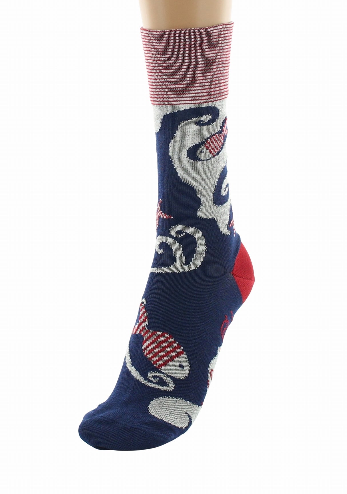 Chaussettes fil d’Écosse femme Berthe Aux Grands Pieds poissons rouges BLEU