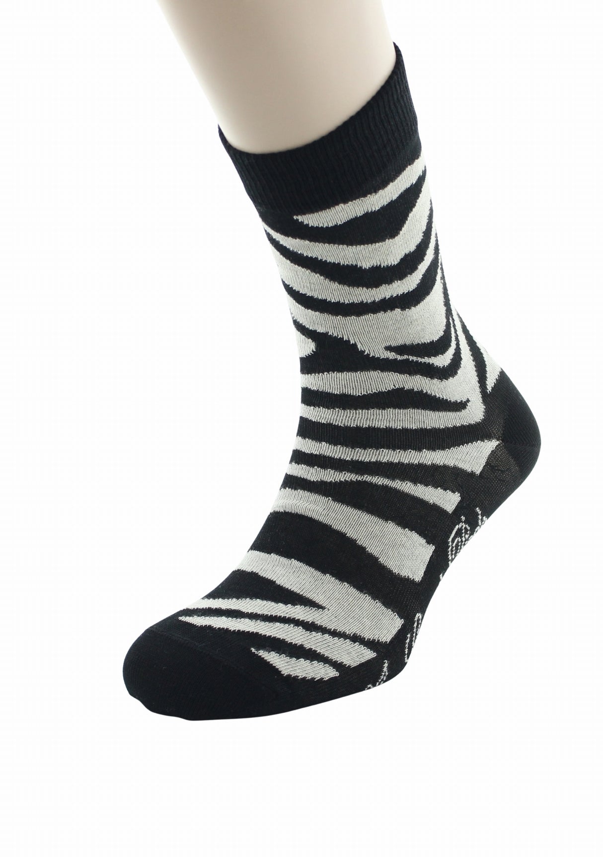 Chaussettes fil d’Écosse homme Berthe Aux Grands Pieds motif zèbre noir NOIR