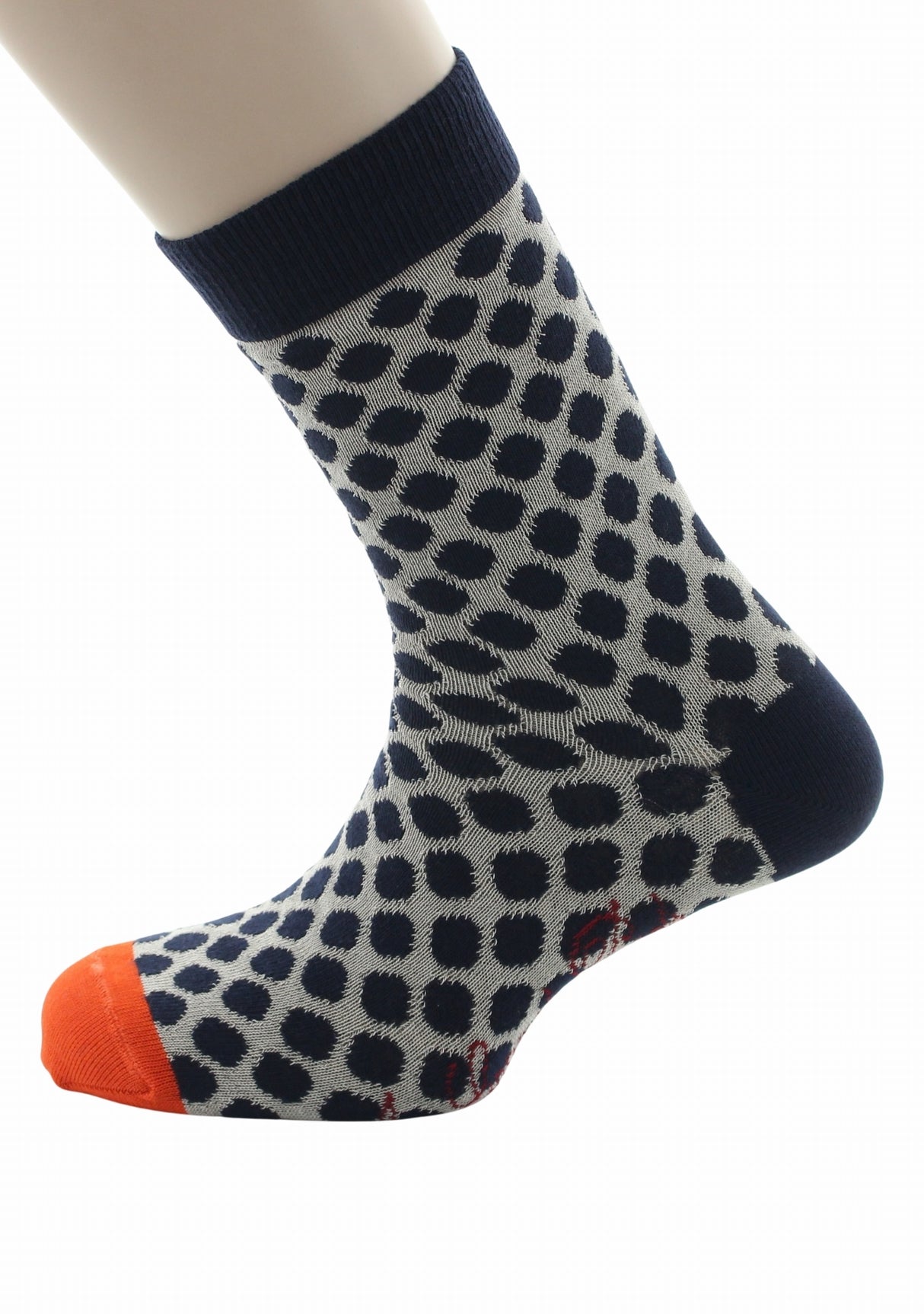 Chaussettes fil d’Écosse homme Berthe Aux Grands Pieds pois bleu marine BRONZE