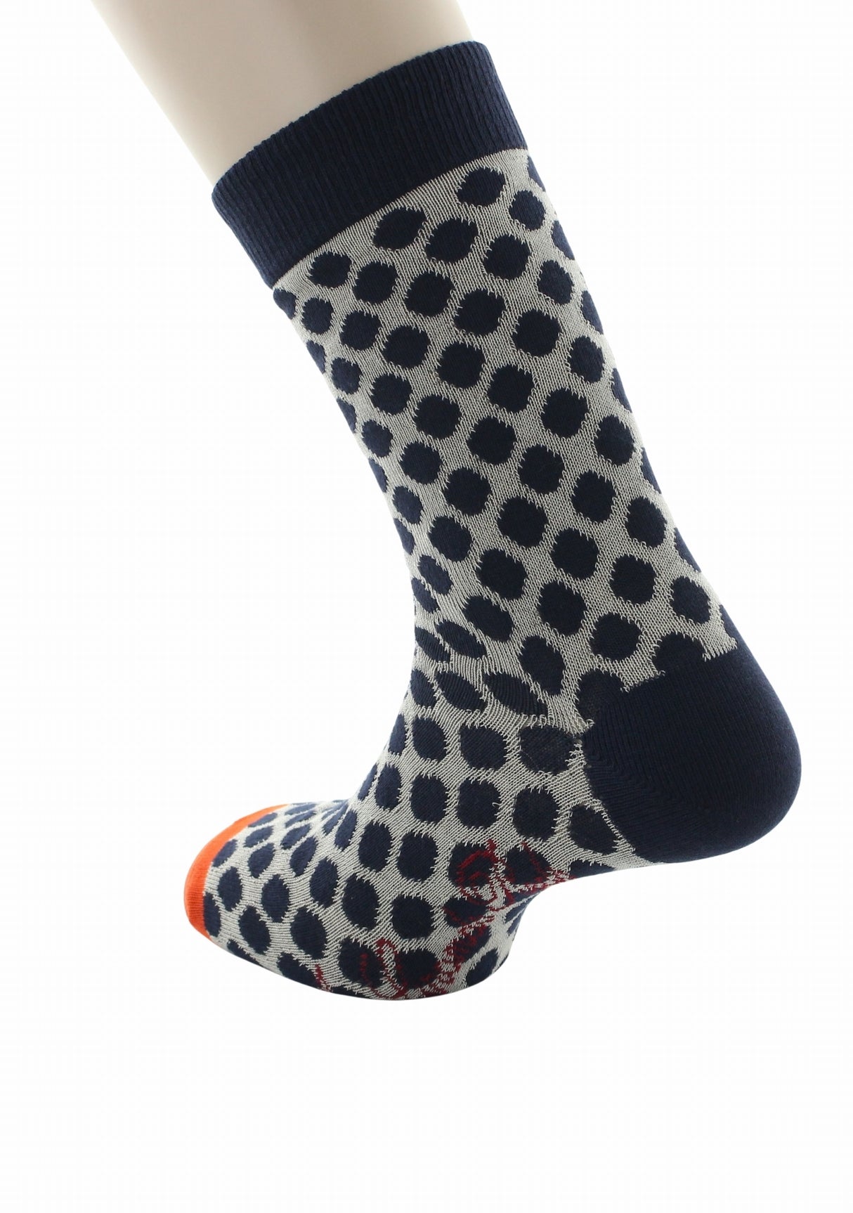 Chaussettes fil d’Écosse homme Berthe Aux Grands Pieds pois bleu marine BRONZE