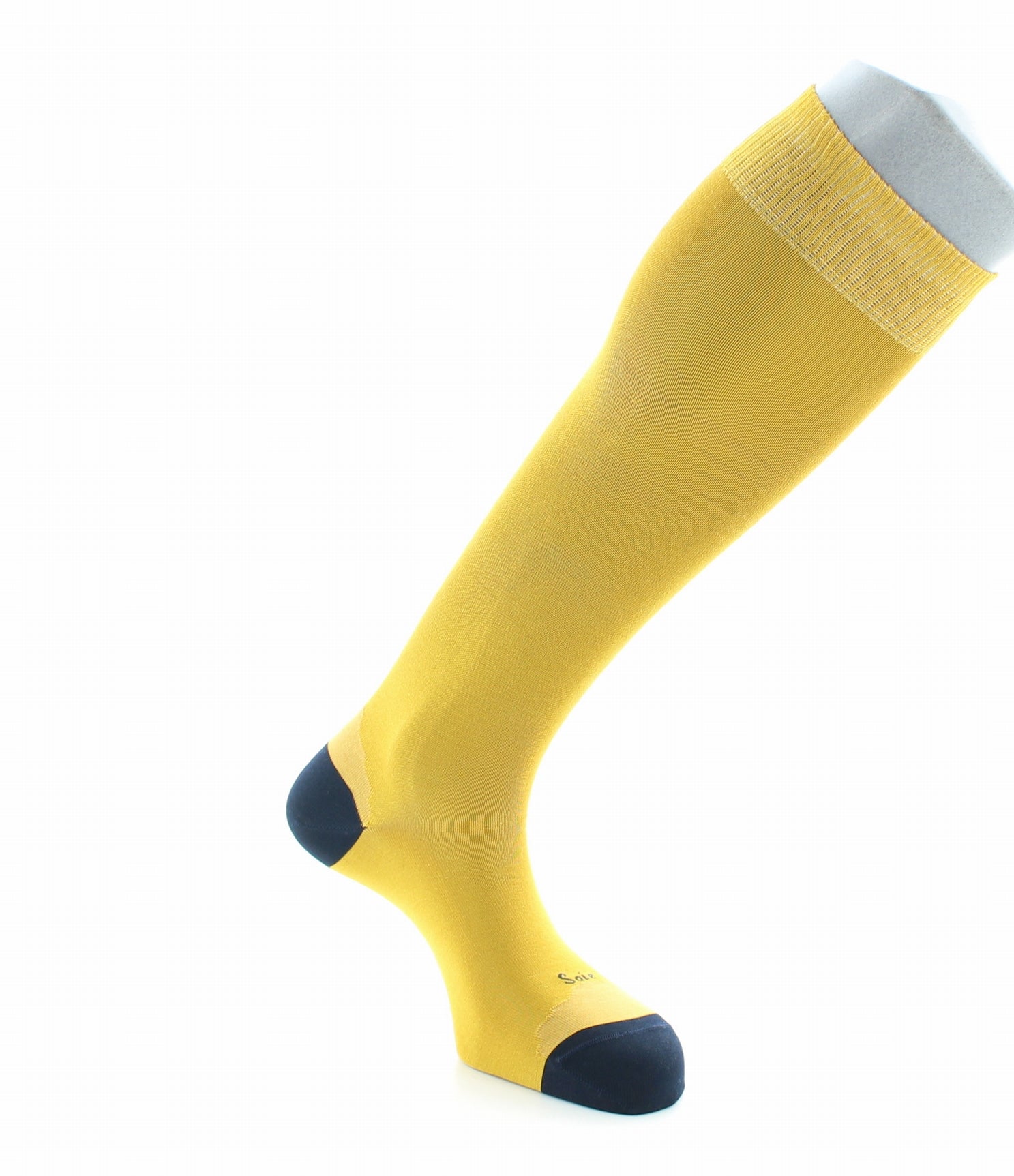 Chaussettes Hautes En Soie Jaune et Marine Brieuc JAUNE