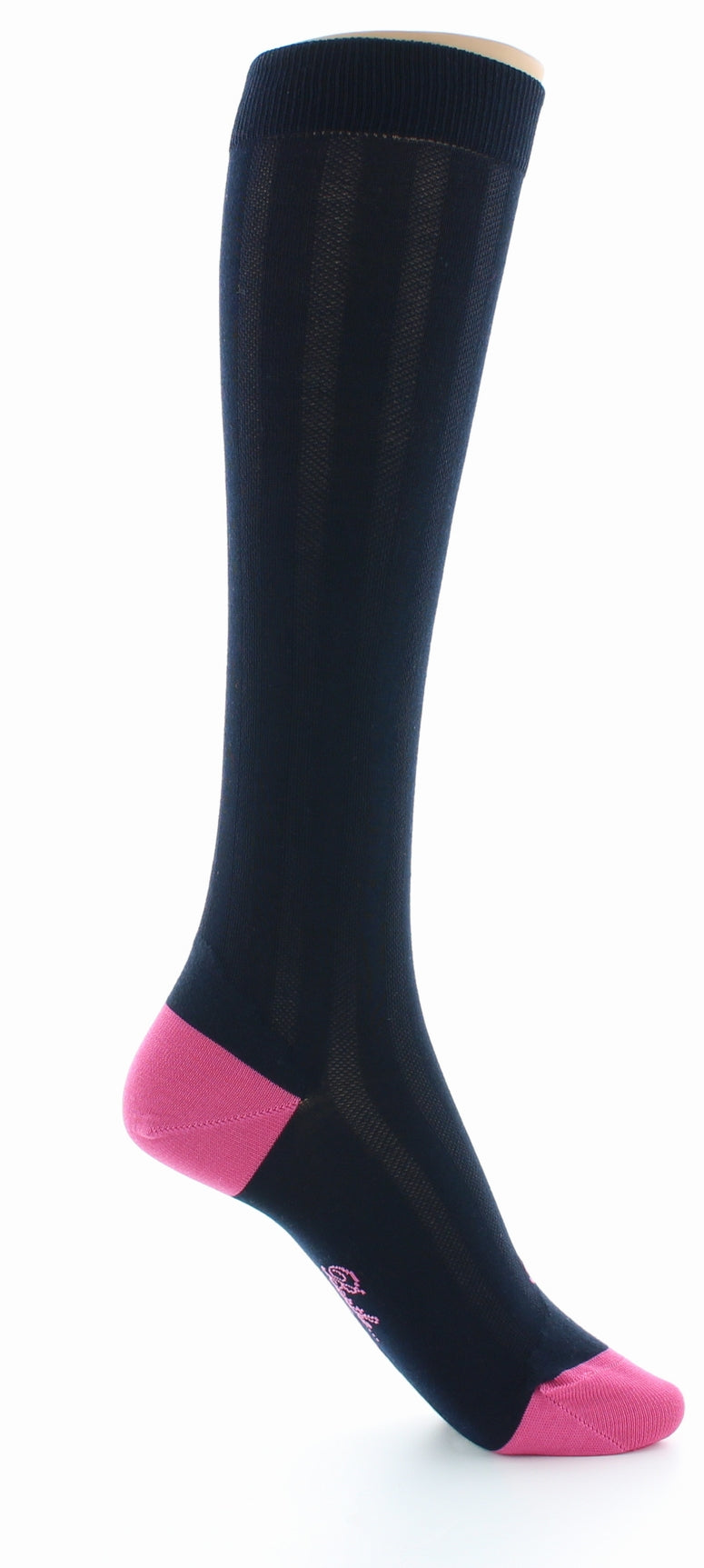 Chaussettes hautes en soie marine-fushia MARINE-FUSHIA