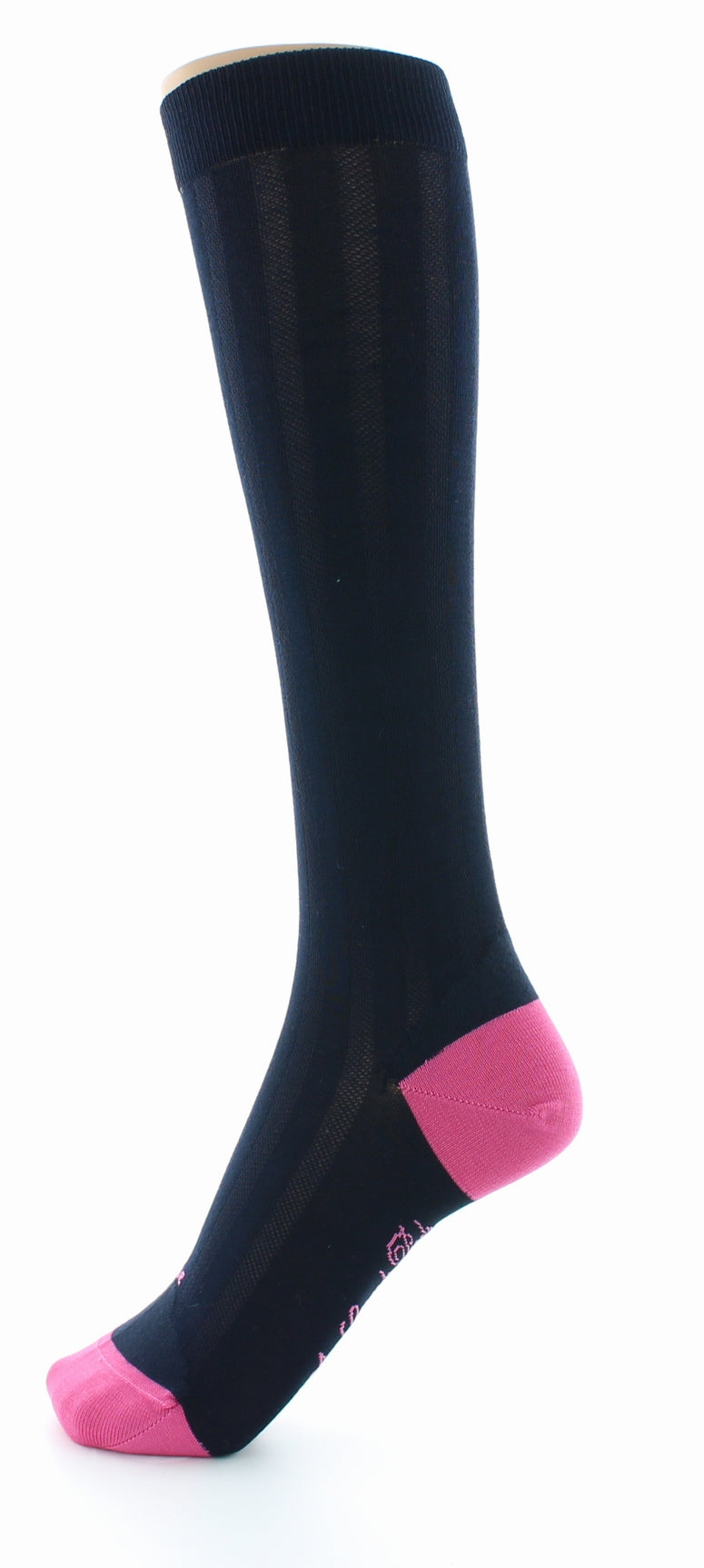 Chaussettes hautes en soie marine-fushia MARINE-FUSHIA