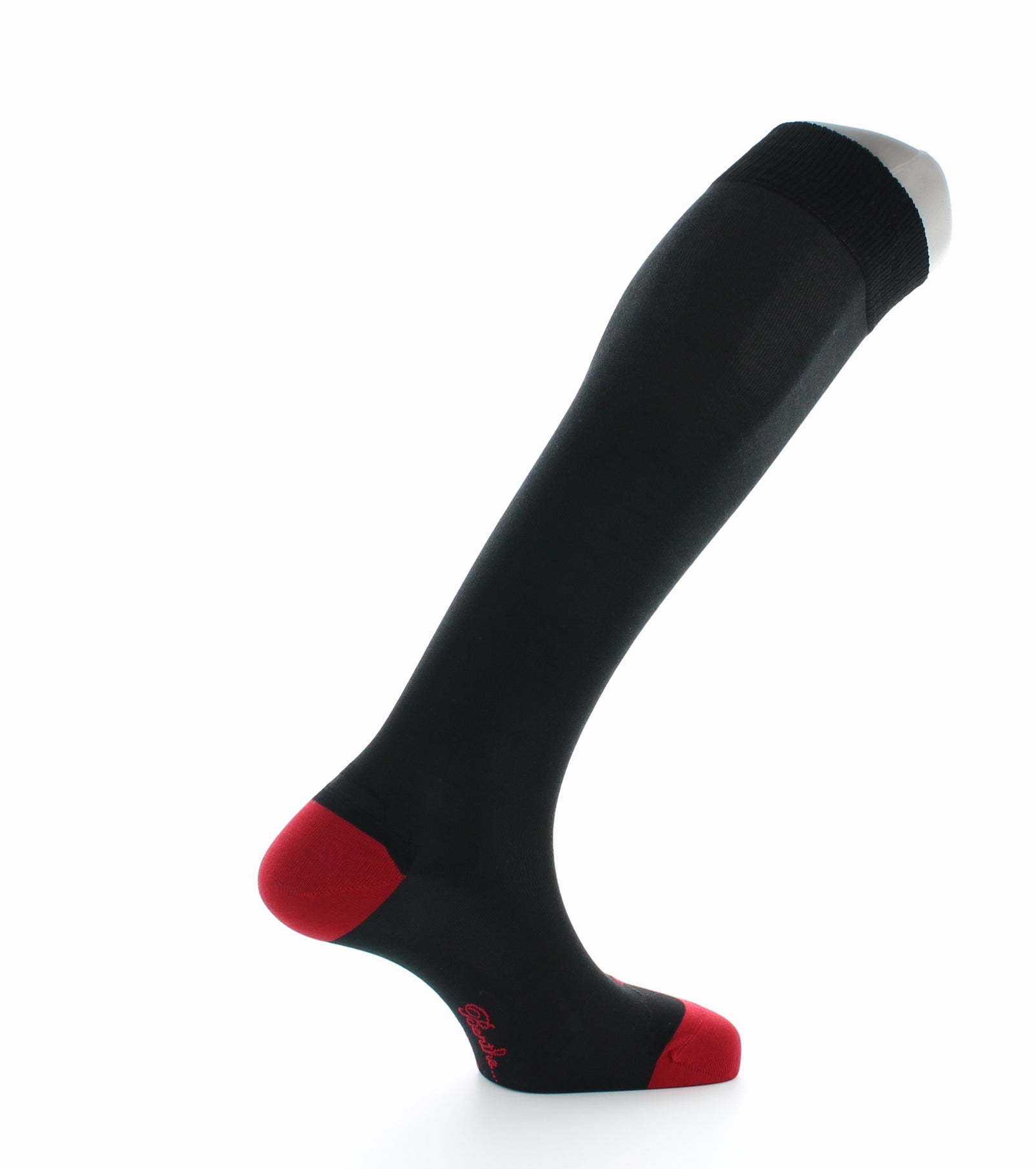 Chaussettes Hautes En Soie Noir et Rouge Foulques NOIR-ROUGE