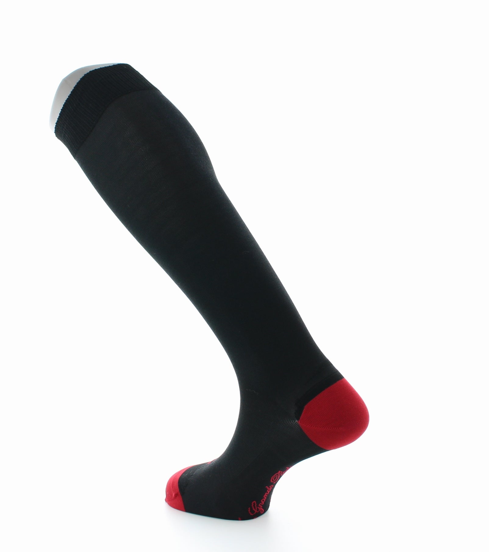 Chaussettes Hautes En Soie Noir et Rouge Foulques NOIR-ROUGE