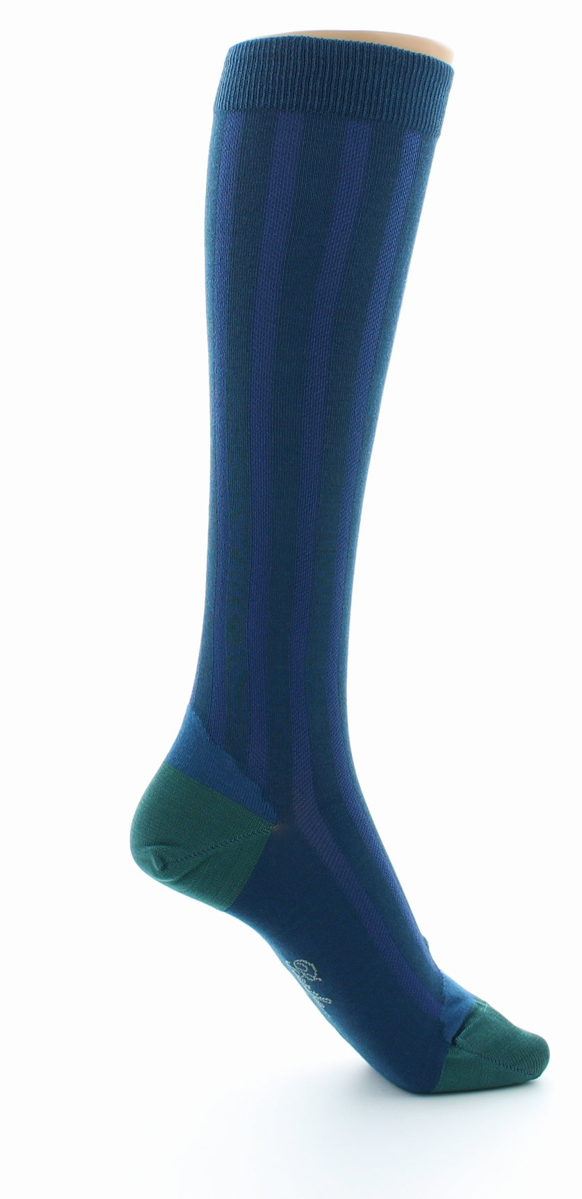 Chaussettes Hautes en Soie Bleu Minuit - Talon et pointe Turquoise BLEU MINUIT