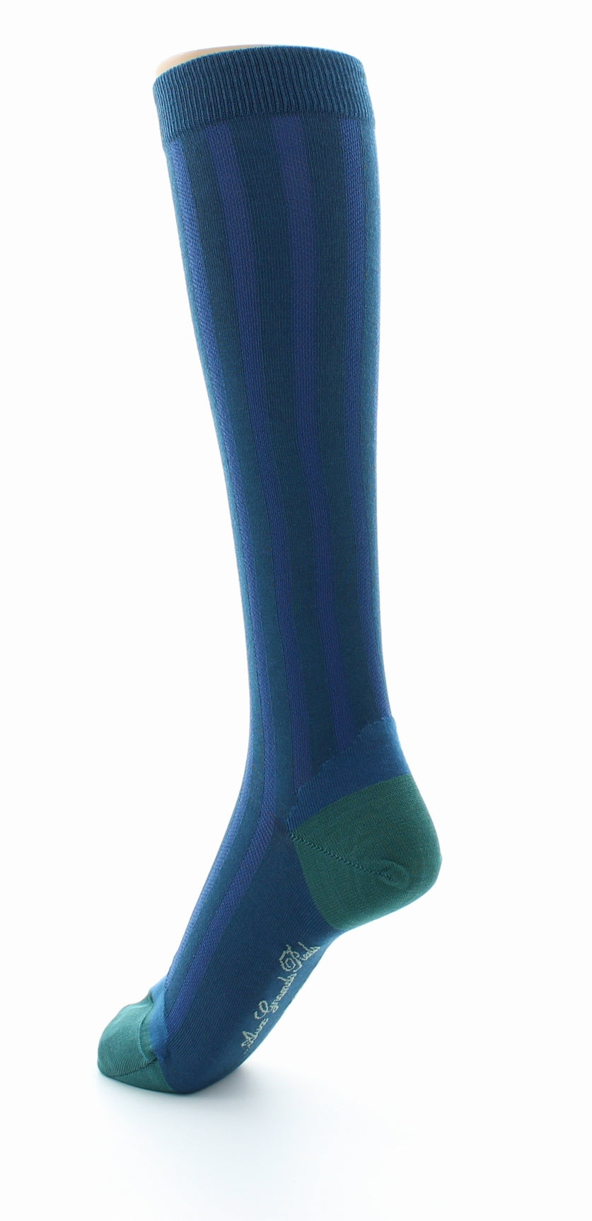 Chaussettes Hautes en Soie Bleu Minuit - Talon et pointe Turquoise BLEU MINUIT