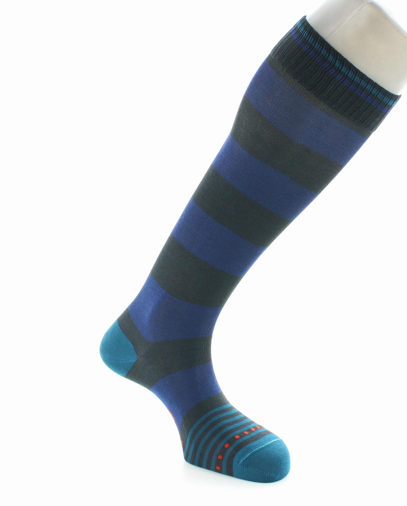 Chaussettes Hautes Grosses Rayures Bleu Et Gris BLEU-BLEU NORVEGE