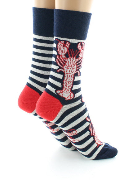 Chaussettes Homard écru rayé marine MARINE RAYE ECRU