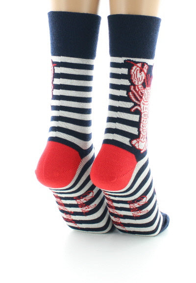 Chaussettes Homard écru rayé marine MARINE RAYE ECRU