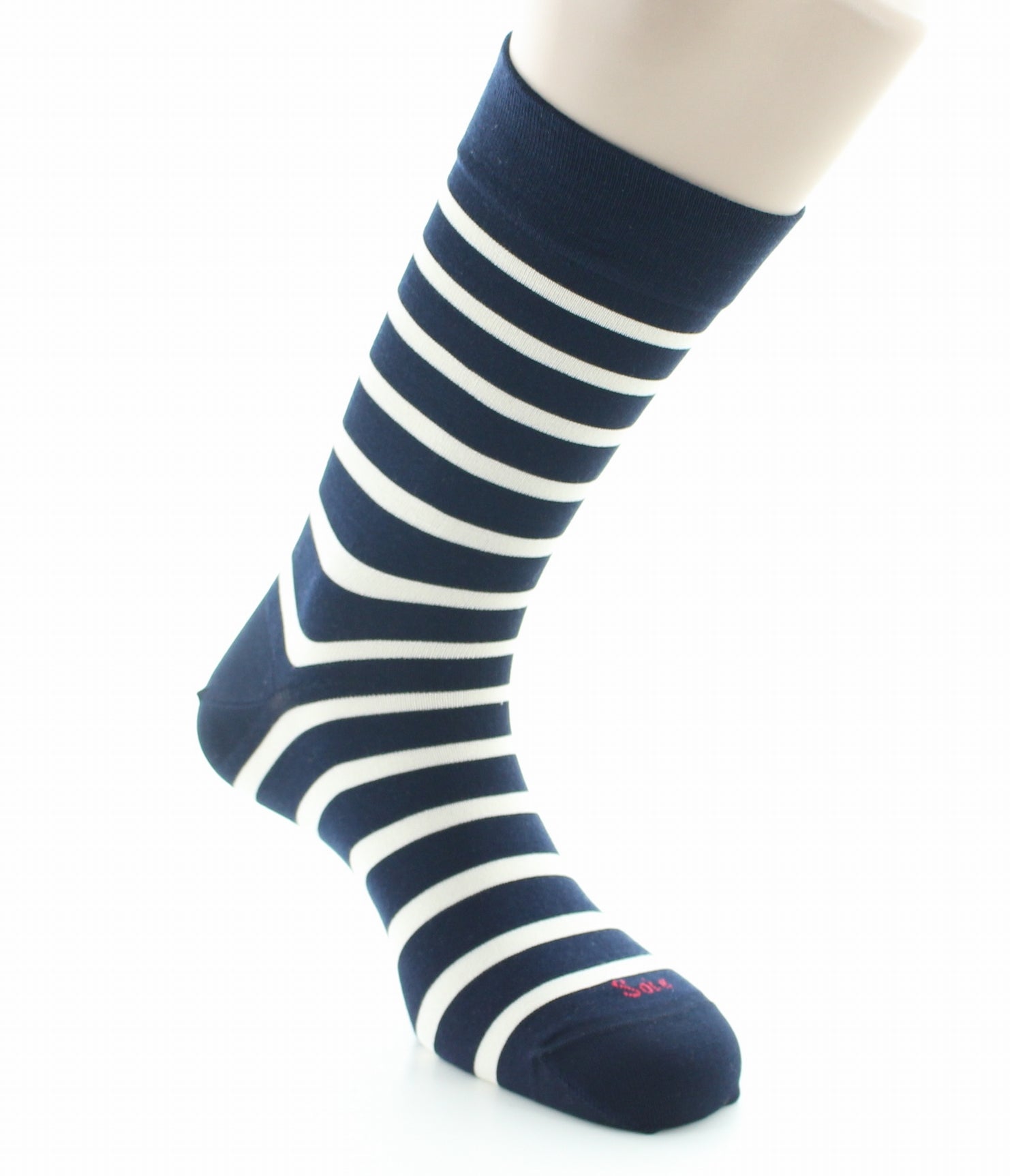 Chaussettes homme en soie marinière bleu écru MARINE RAYE ECRU