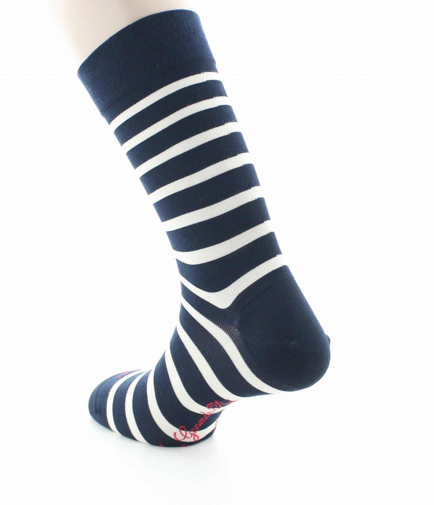 Chaussettes homme en soie marinière bleu écru MARINE RAYE ECRU