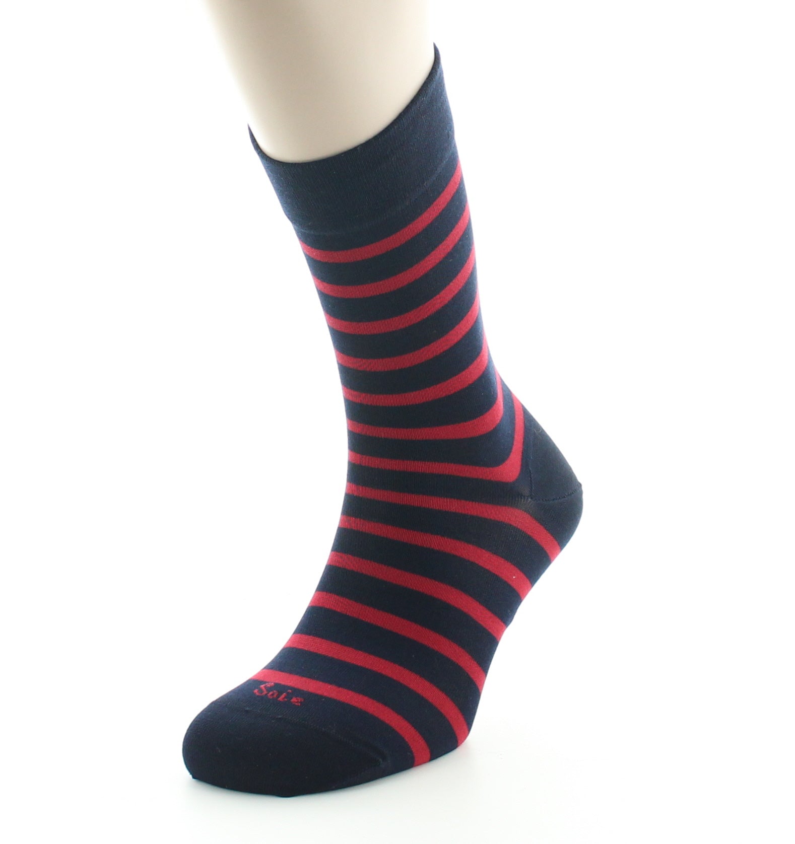 Chaussettes homme en soie marinière bleu rouge MARINE RAYE ROUGE