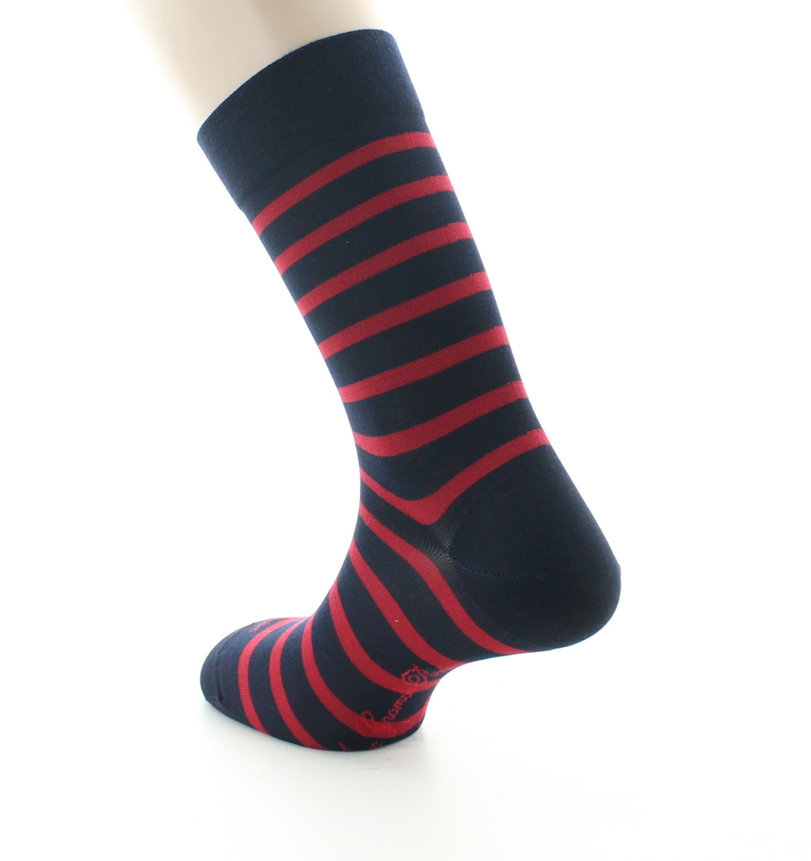 Chaussettes homme en soie marinière bleu rouge MARINE RAYE ROUGE