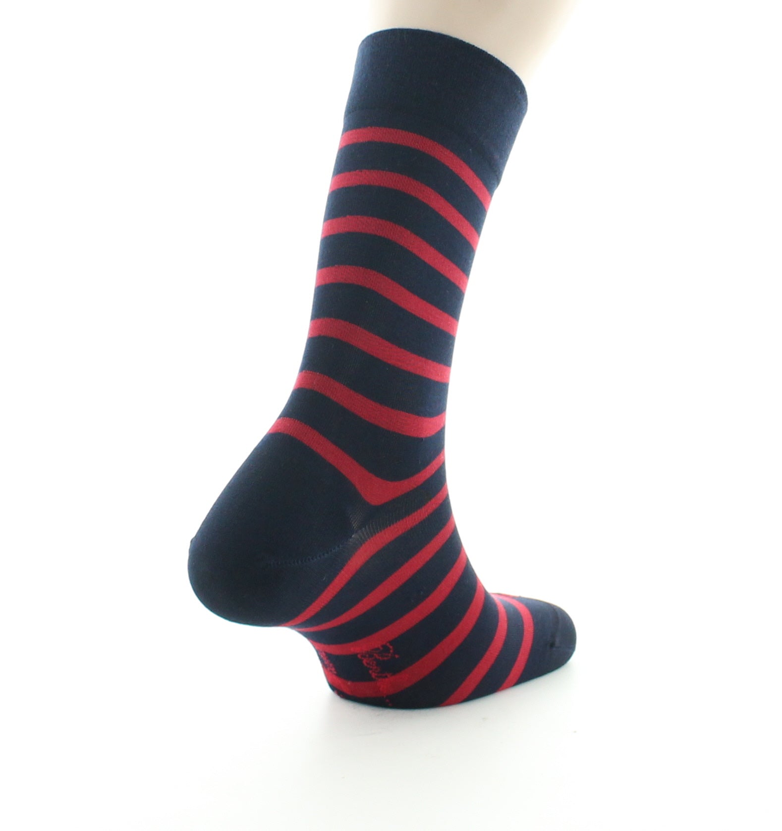 Chaussettes homme en soie marinière bleu rouge MARINE RAYE ROUGE