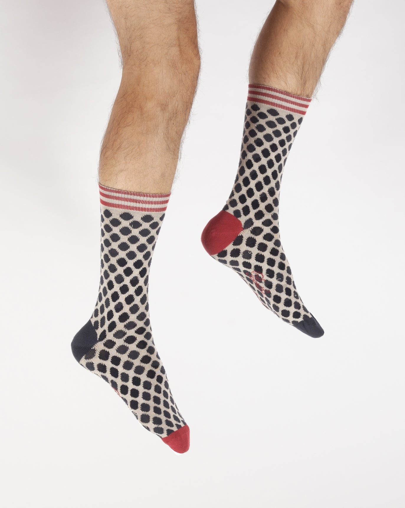 Chaussettes homme fil d'Ecosse pois MARINE/ECRU