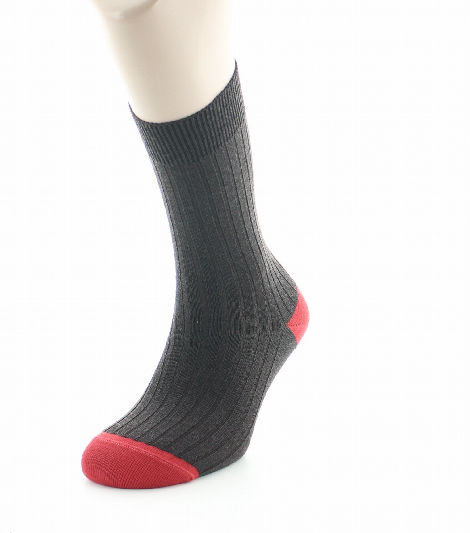 Chaussettes homme laine peignée marron et rouge MARRON/ROUGE