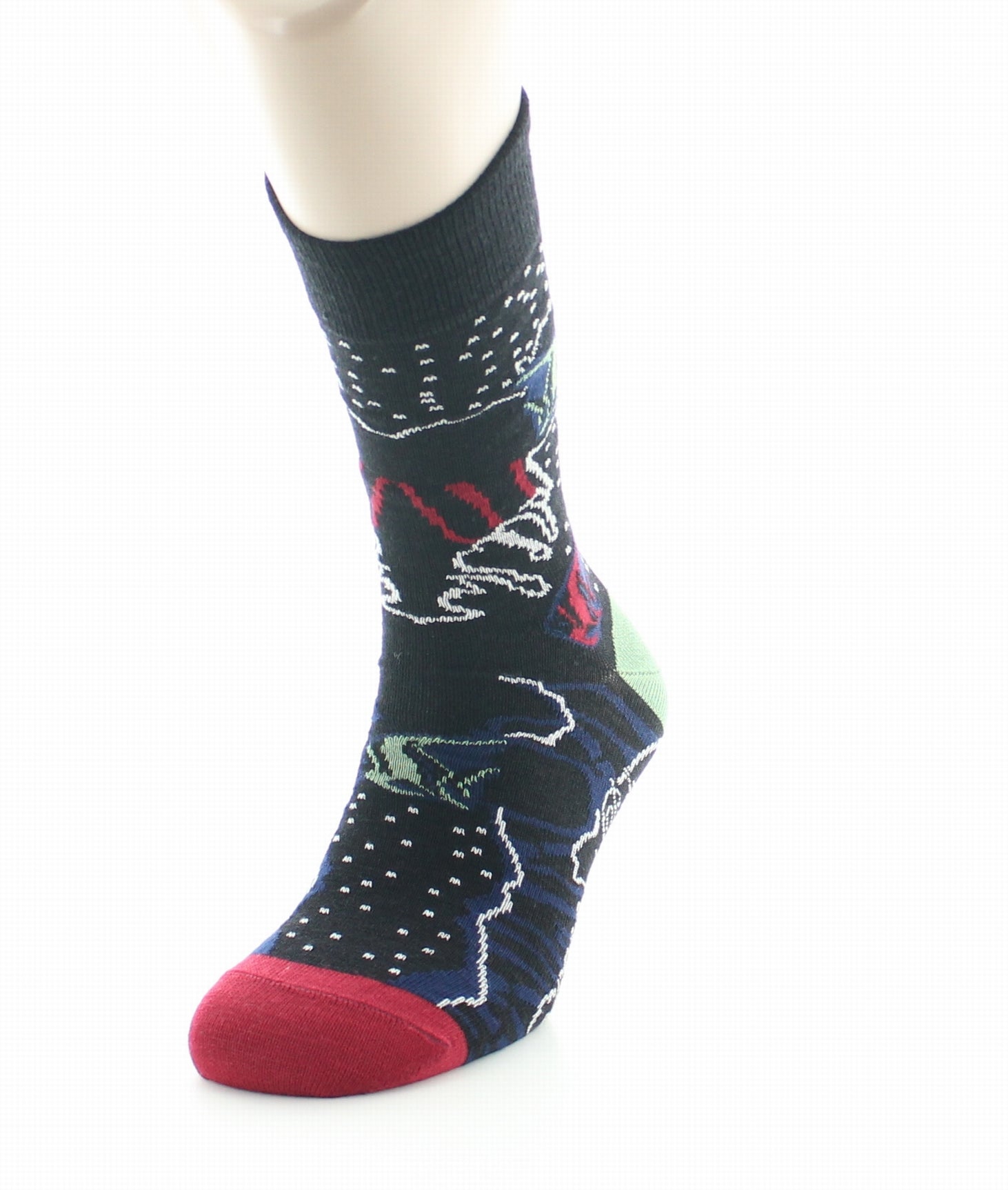 Chaussettes homme laine peignée poissons NOIR