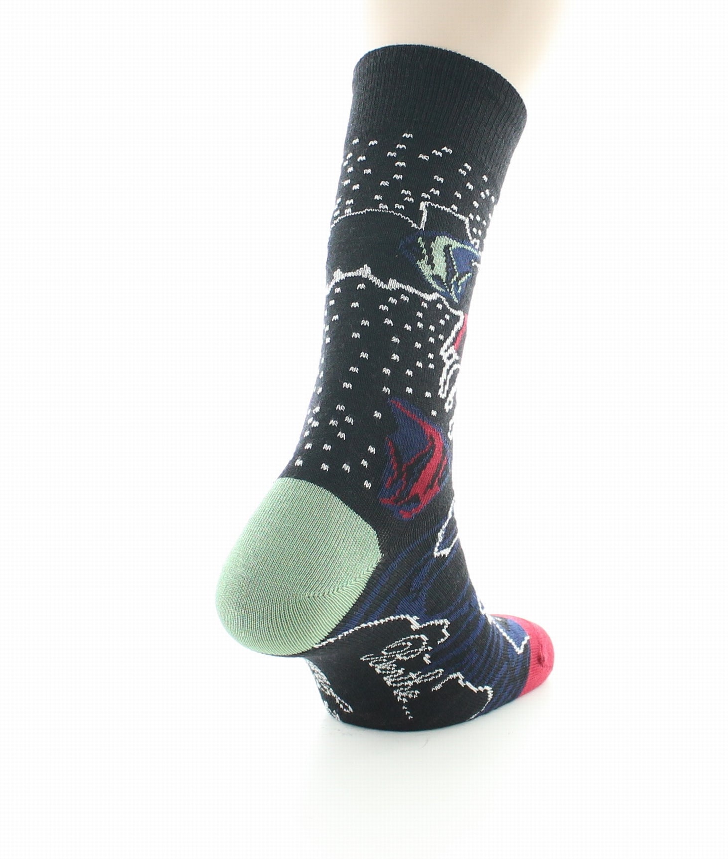 Chaussettes homme laine peignée poissons NOIR