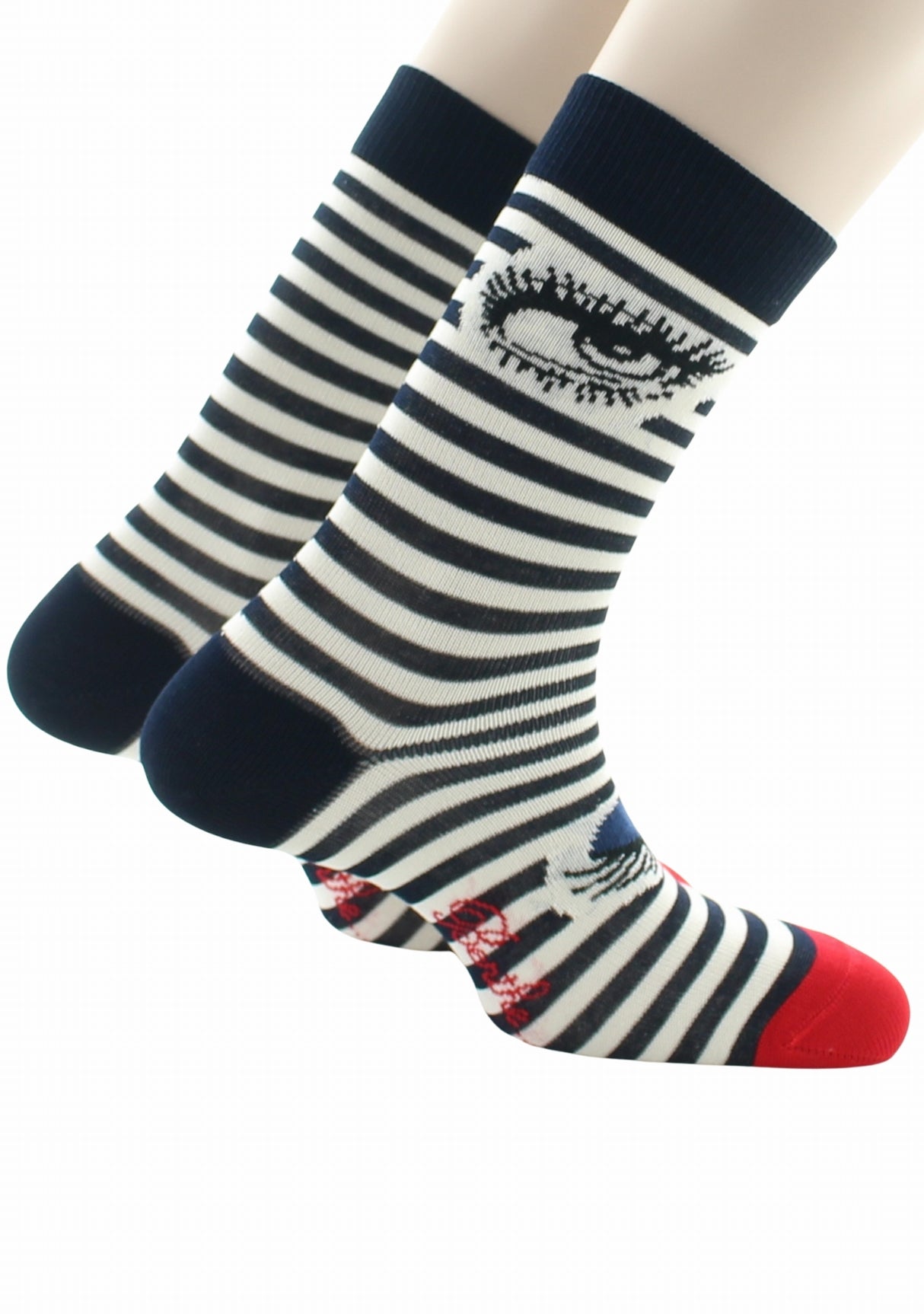 Chaussettes homme Oeil et Rayures fabriquées en France ROUGE/MARINE/ECRU