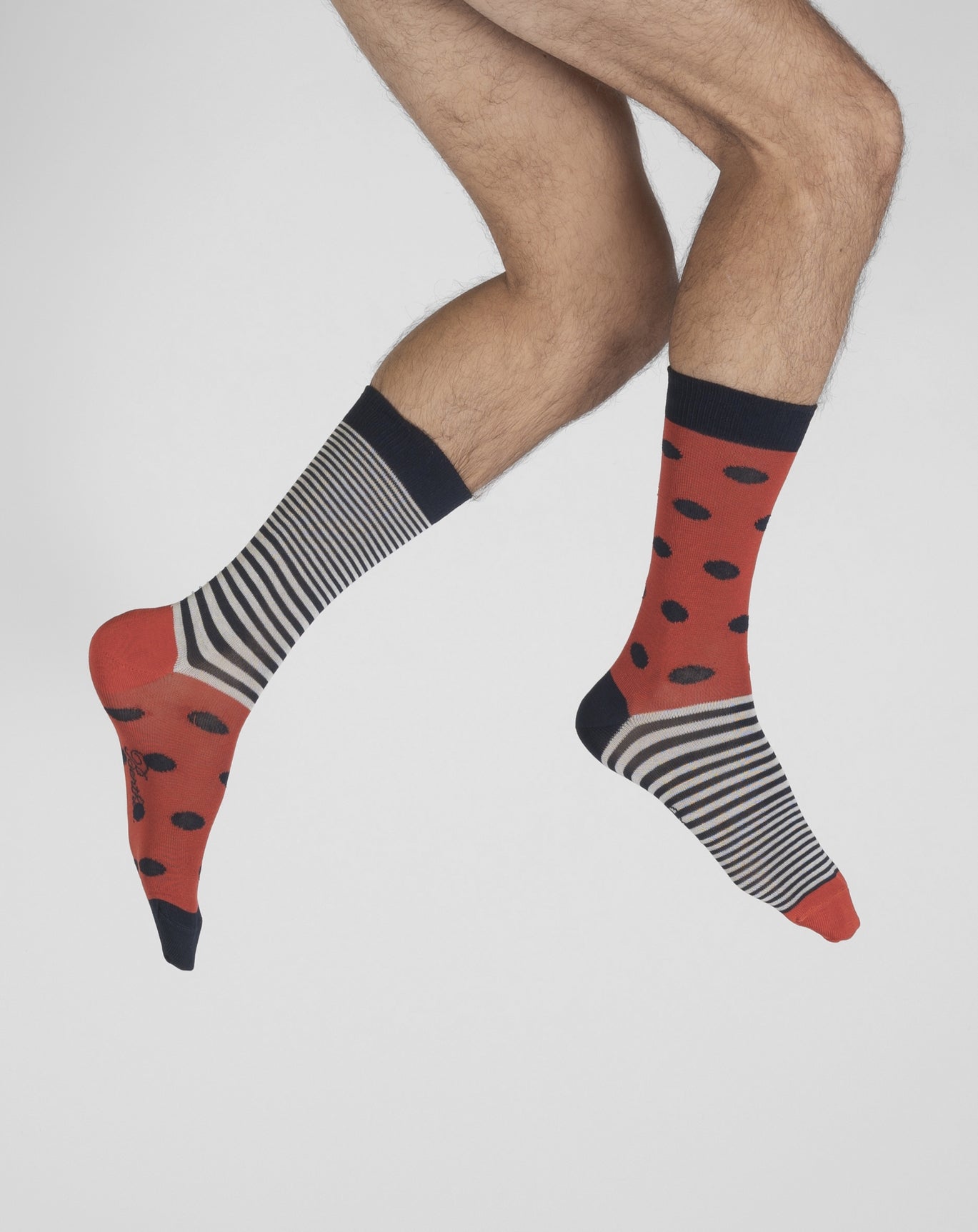 Chaussettes Homme Pois et Rayures ORANGE