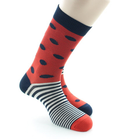 Chaussettes Homme Pois et Rayures ORANGE