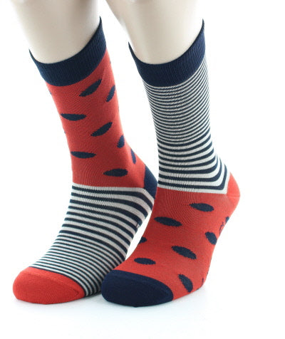 Chaussettes Homme Pois et Rayures ORANGE