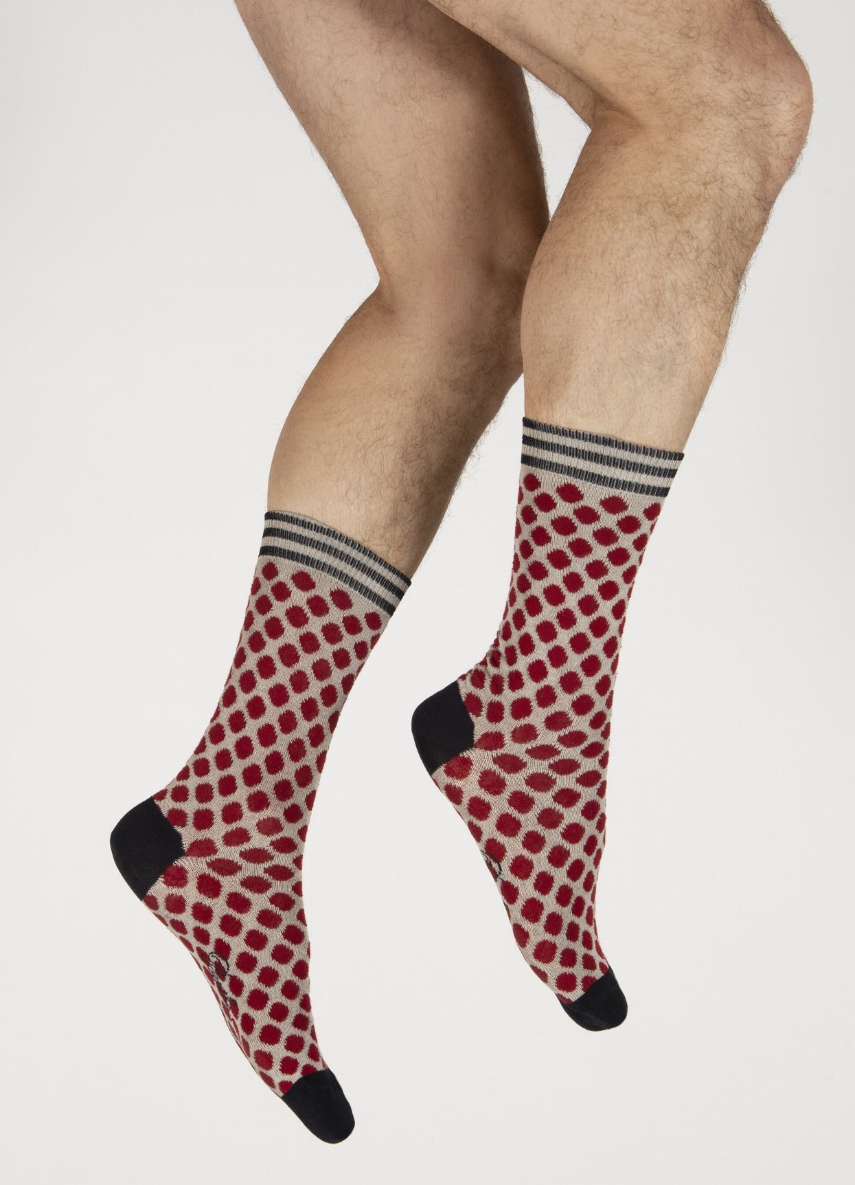 Chaussettes Homme Pois rouge ECRU/ROUGE/MARINE