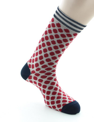 Chaussettes Homme Pois rouge ECRU/ROUGE/MARINE