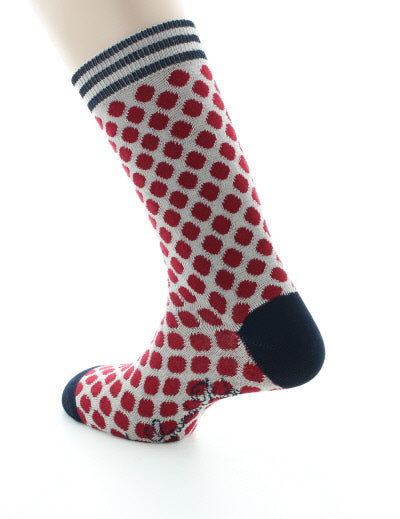 Chaussettes Homme Pois rouge ECRU/ROUGE/MARINE