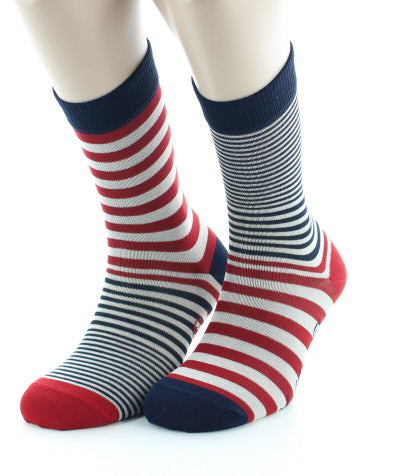 Chaussettes Homme Rayures Asymétriques ROUGE