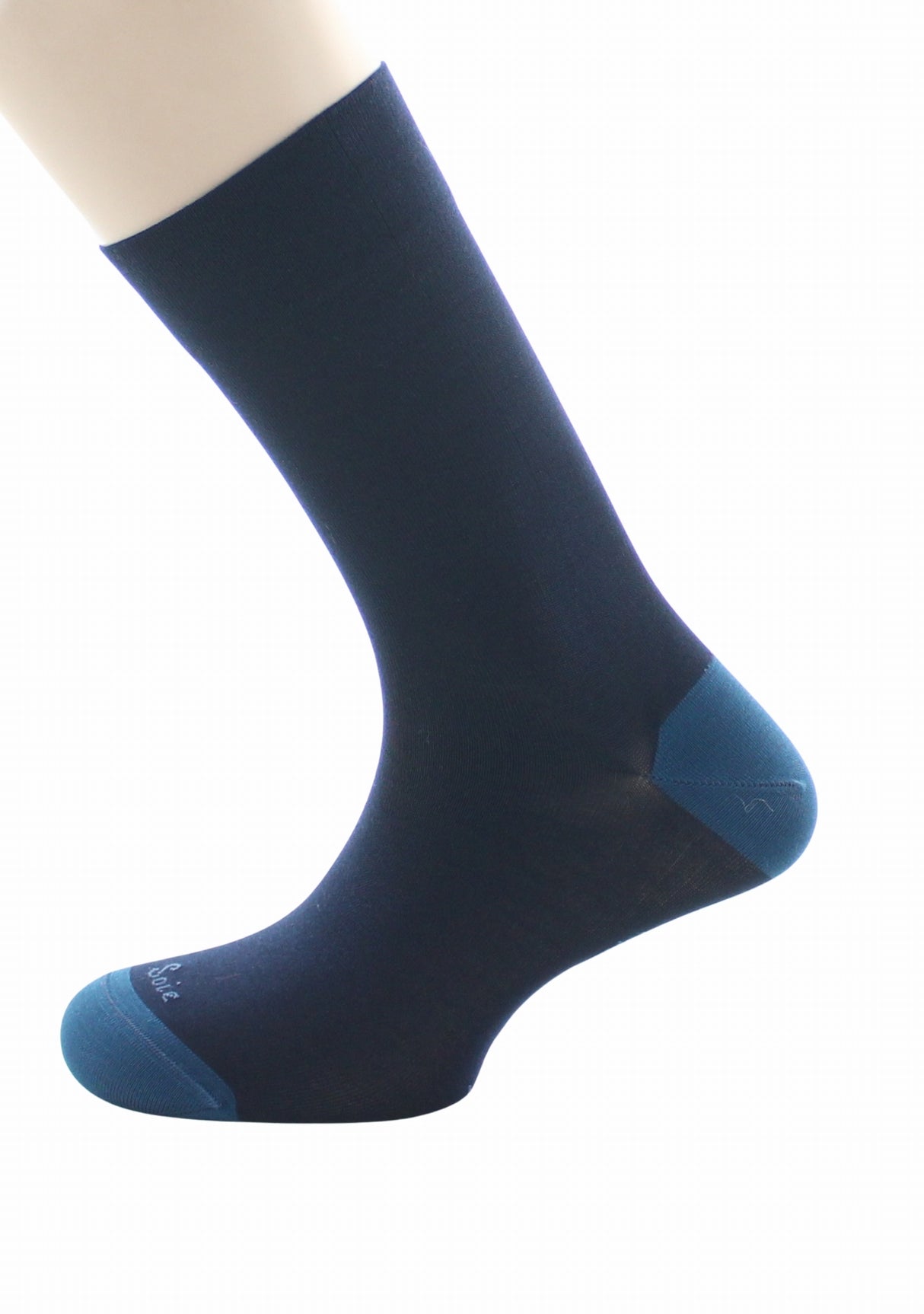Chaussettes homme soie naturelle Berthe Marine/Bleu nuit MARINE
