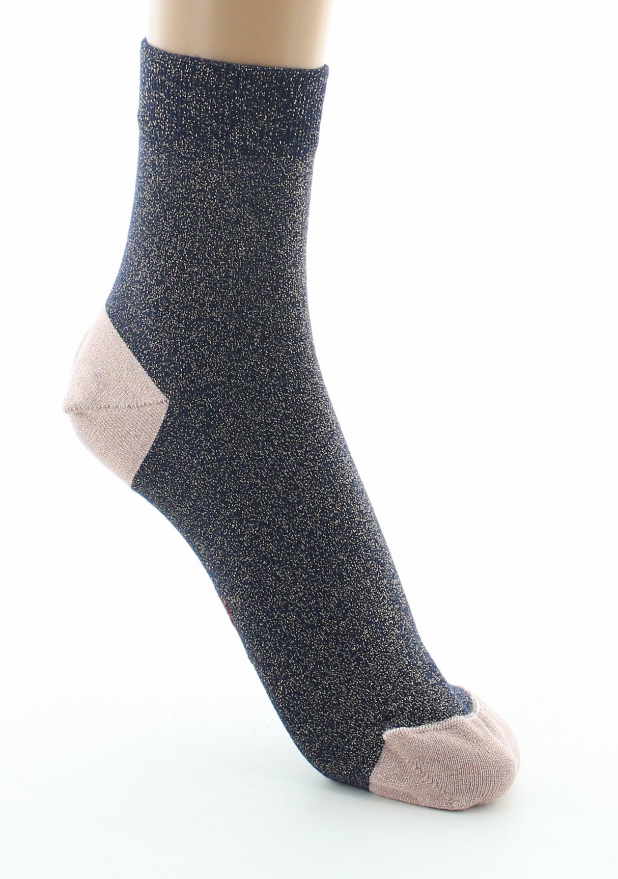 Chaussettes pailletées femme marine et rose MARINE