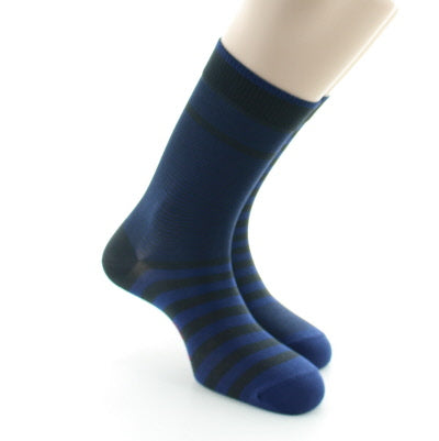 Chaussettes rayées asymétriques Anthracite et Bleu ANTHRACITE-BLEU