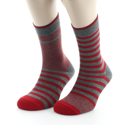 Chaussettes rayées asymétriques Gris et Rouge GRIS-ROUGE