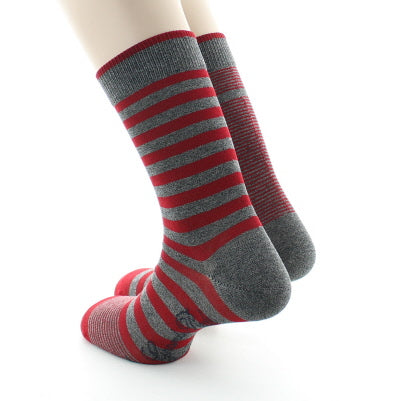 Chaussettes rayées asymétriques Gris et Rouge GRIS-ROUGE