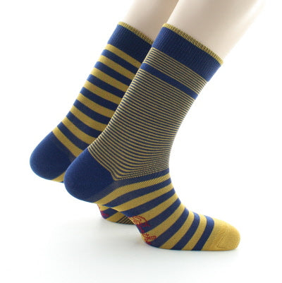 Chaussettes rayées asymétriques Marine et Jaune MARINE-JAUNE