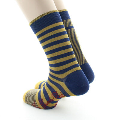 Chaussettes rayées asymétriques Marine et Jaune MARINE-JAUNE