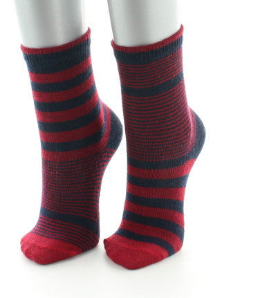 Chaussettes Rayures asymétriques rouges MARINE-ROUGE