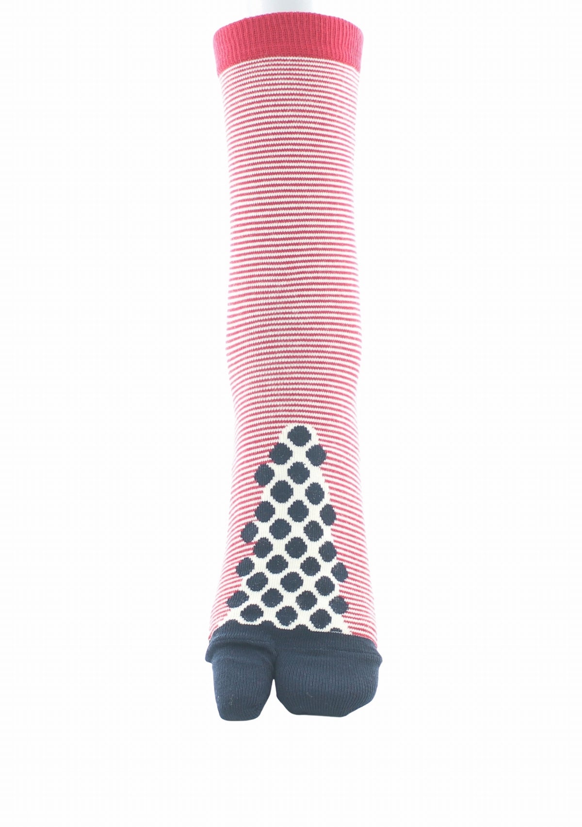 Chaussettes Tabi mixtes Pois/Rayures - Berthe Aux Grands Pieds ROUGE