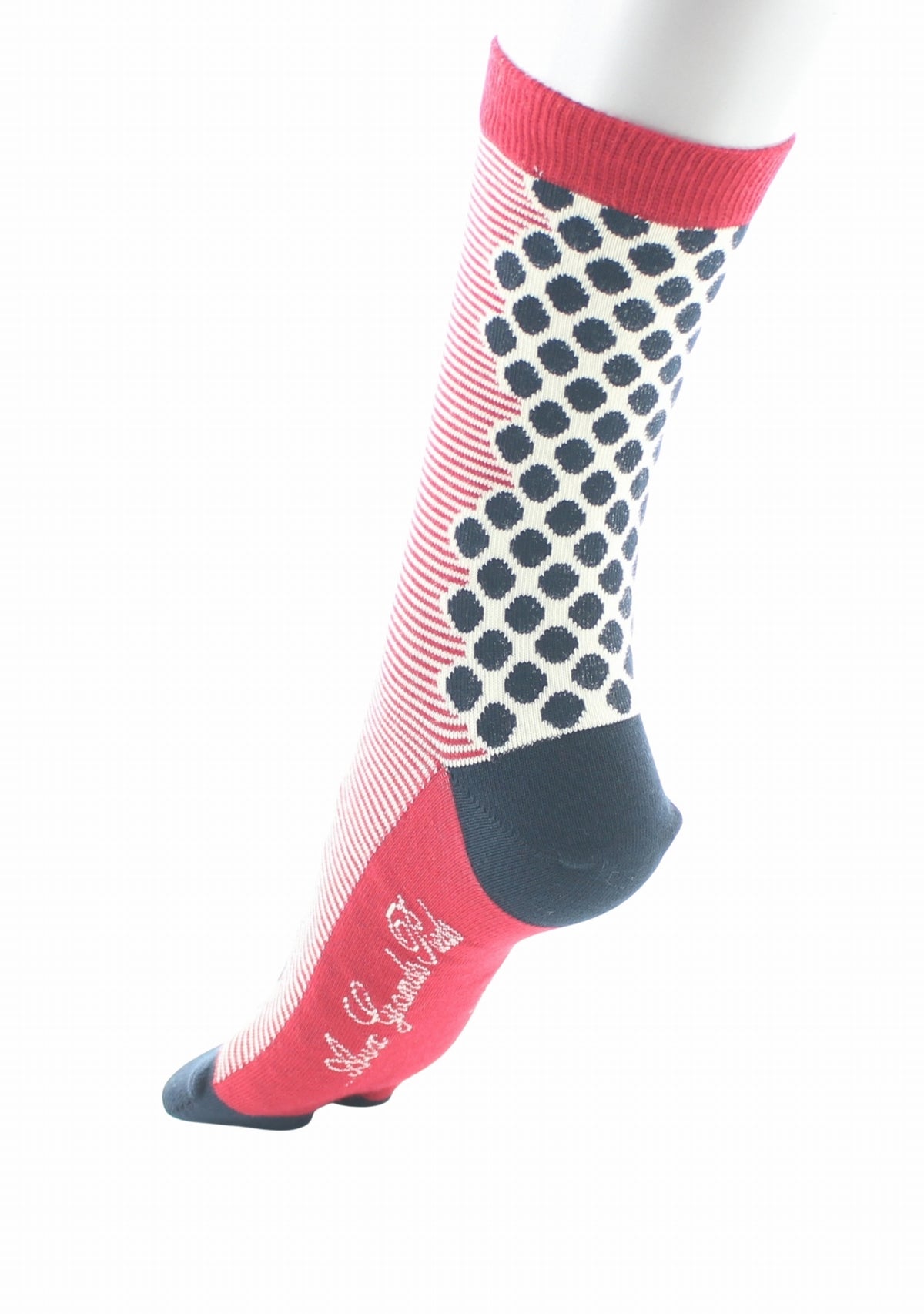 Chaussettes Tabi mixtes Pois/Rayures - Berthe Aux Grands Pieds ROUGE