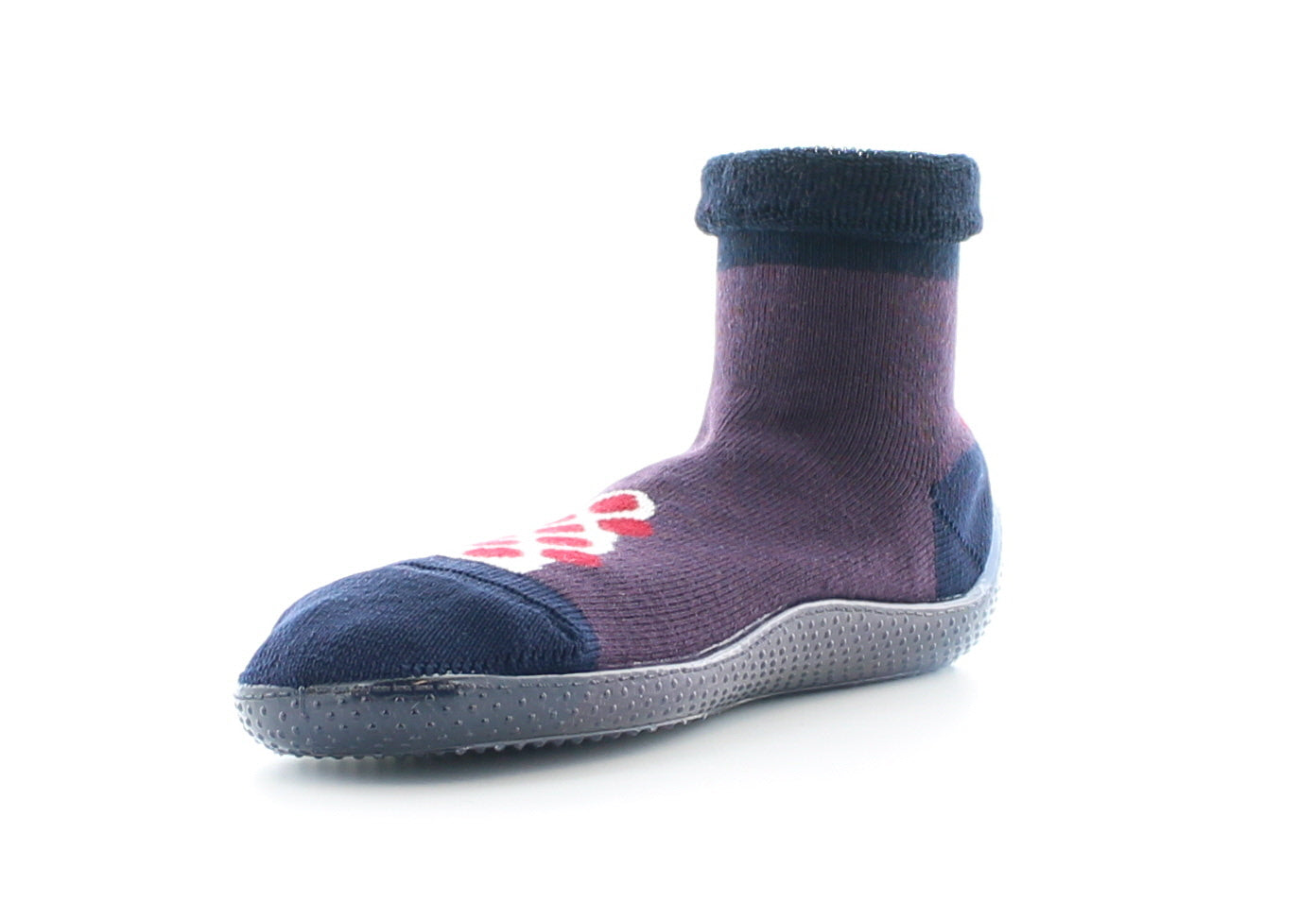 Chausson chaussette mixte Pois rouges RAISIN-MARINE