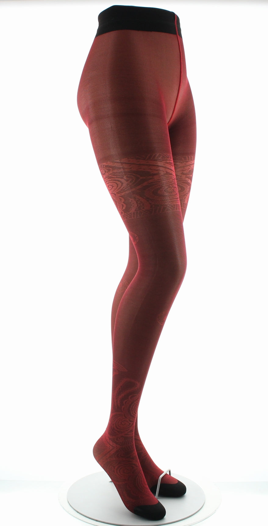 Collants 30D femme maille irisée rouge ROUGE