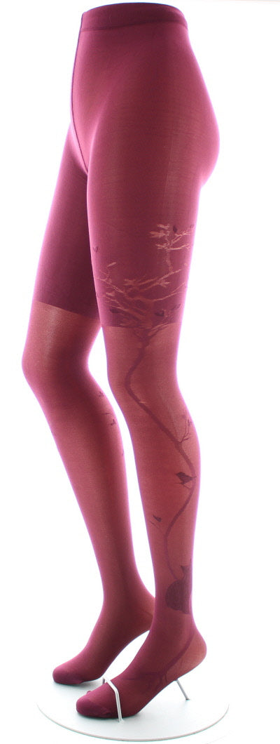 Collants 40D Arbre et Dentelle bordeaux BORDEAUX