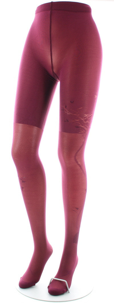 Collants 40D Arbre et Dentelle bordeaux BORDEAUX