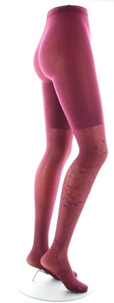 Collants 40D Arbre et Dentelle bordeaux BORDEAUX