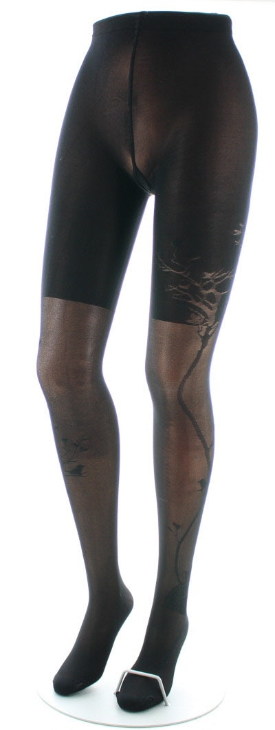 Collants 40D Arbre et Dentelle noir NOIR