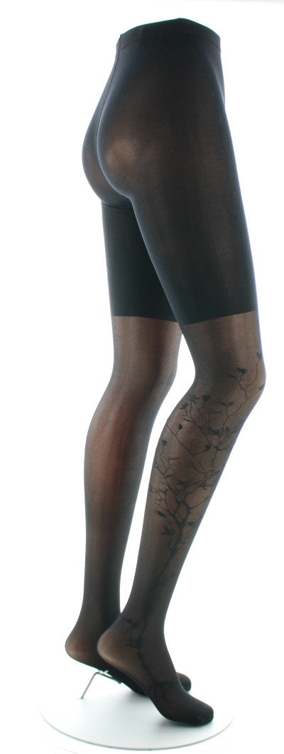 Collants 40D Arbre et Dentelle noir NOIR