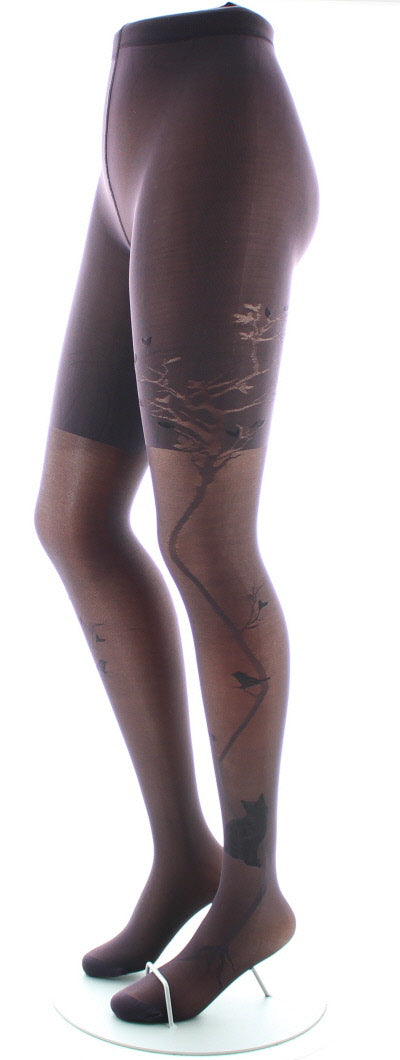 Collants 40D Arbre et Dentelle prune PRUNE