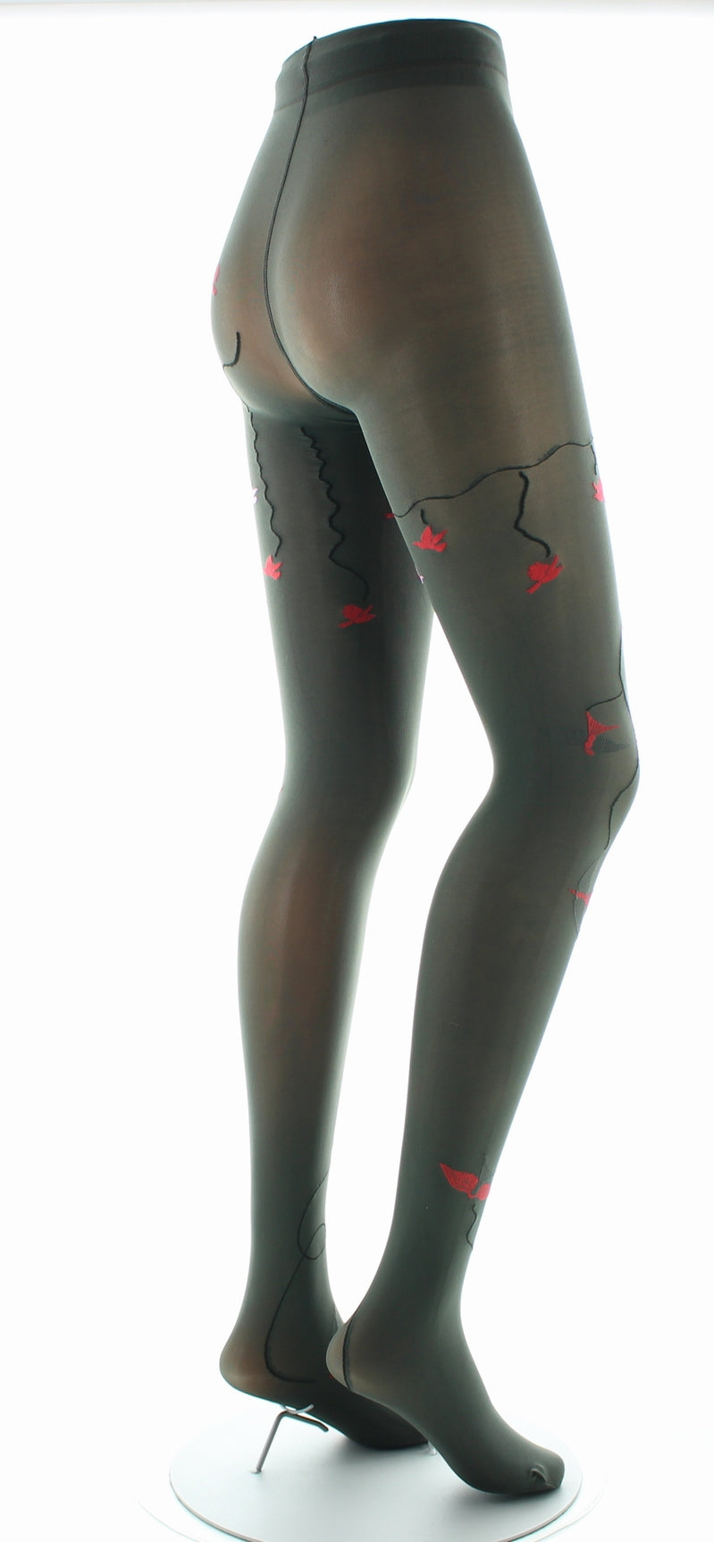 Collants 40D femme kaki hirondelle rouge KAKI/ROUGE